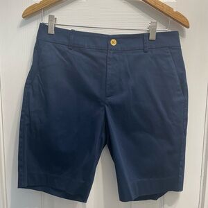 Lauren Ralph Lauren Women's Chino Shorts Size 6 Navy Blue Flat Front Pockets